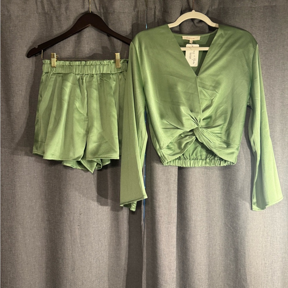Green Women's Wrap Top